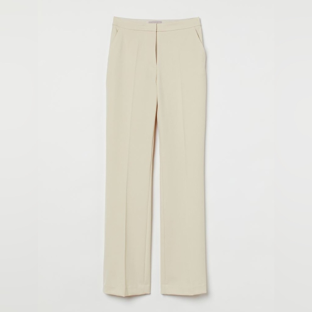 H&M Cream Creased Pants Flat Front Size 6